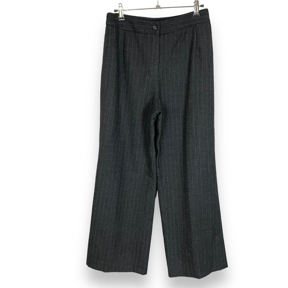 Vintage Harvé Benard Wool Slacks Women 6 Petite Gray Wide Straight Leg Pants